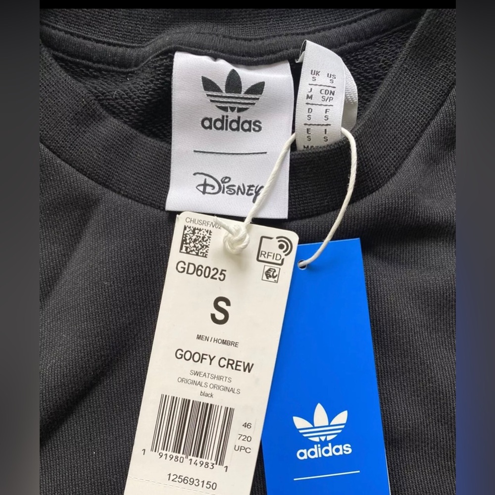adidas x disney goofy crew long sleeve blank sweatshirt size Small RARE COLLAB - Picture 4 of 4